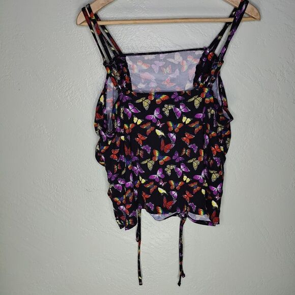 No Boundaries Y2K Ruched Butterfly Crop Top - Picture 3 of 7